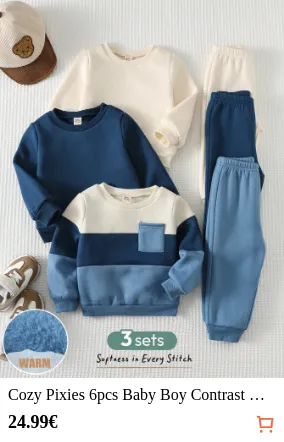 Cozy Pixies 6pcs Baby Boy Contrast...