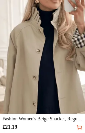 Fashion Women s Beige Shacket...