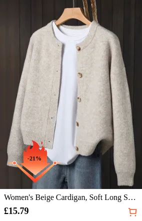 Women s Beige Cardigan Soft Long...
