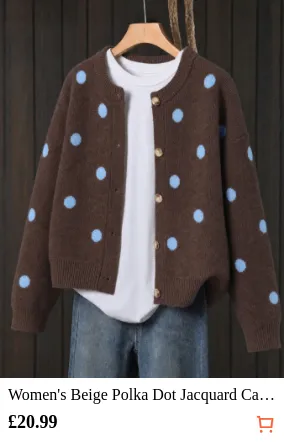 Women s Beige Polka Dot Jacquard...