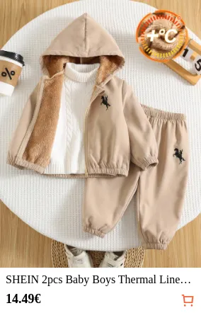 SHEIN 2pcs Baby Boys Thermal Lined...