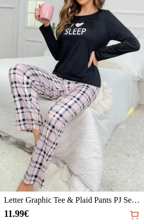 Letter Graphic Tee & Plaid Pants...