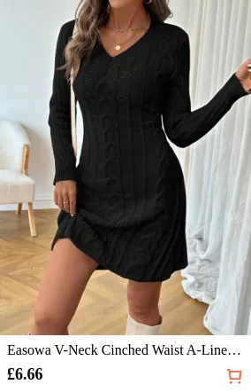 Easowa V-Neck Cinched Waist A-Line...
