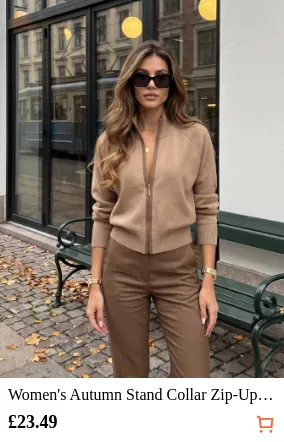 Women s Autumn Stand Collar Zip-Up...