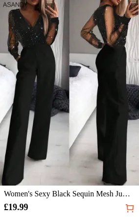 Women s Sexy Black Sequin Mesh...