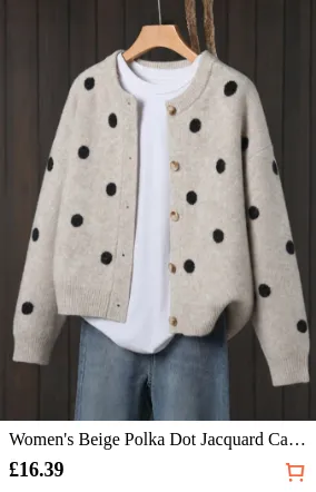 Women s Beige Polka Dot Jacquard...