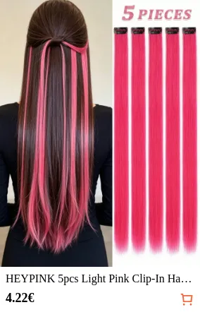 HEYPINK 5pcs Light Pink Clip-In...