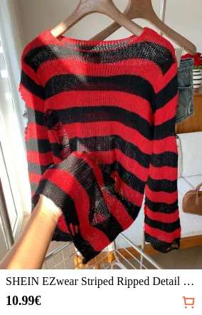 SHEIN EZwear Striped Ripped Detail...