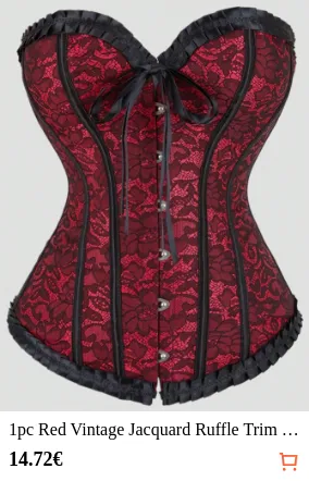1pc Red Vintage Jacquard Ruffle...