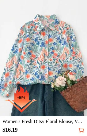 Women's Fresh Ditsy Floral Blouse, Versatile Romantic French Style Casual Top, Summer