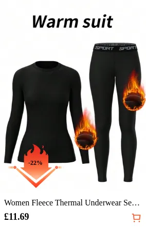 Women Fleece Thermal Underwear Set, Comfortable Base Layer, Warm Skin-Tight Pants For Outdoor Activities, Skiing In Winter, Long Sleeve Crew Neck Top And Leggings Set, Yoga Clothes