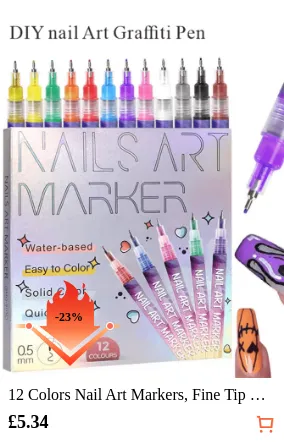 12 Colors Nail Art Markers Fine...