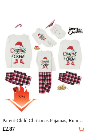 Parent-Child Christmas Pajamas, Romper/ Long Sleeve Letter Print Tops And Plaid Pants Suit For Kid Dad Mom Sleepwear