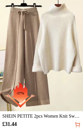 SHEIN PETITE 2pcs Women Knit...