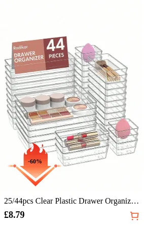 25/44pcs Clear Plastic Drawer...