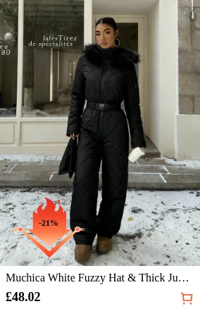 Muchica White Fuzzy Hat & Thick...