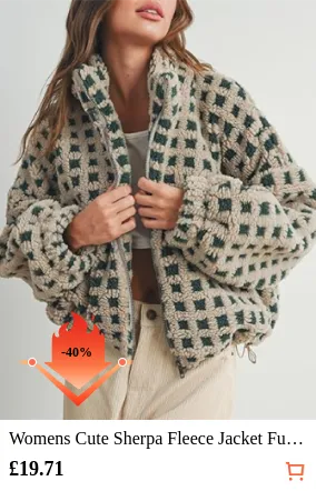 Womens Cute Sherpa Fleece Jacket...