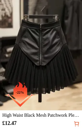 High Waist Black Mesh Patchwork...