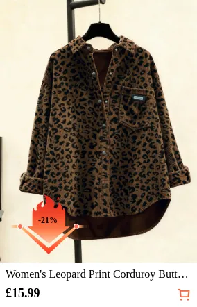 Women s Leopard Print Corduroy...