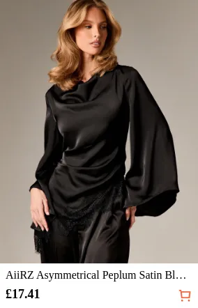 AiiRZ Asymmetrical Peplum Satin...