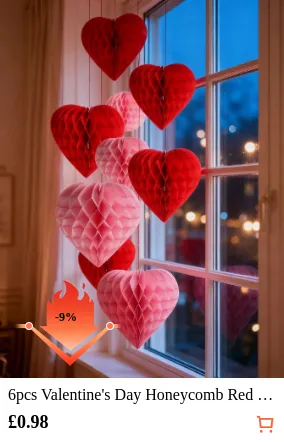6pcs Valentine s Day Honeycomb Red...