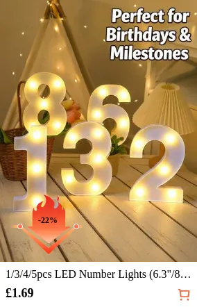 1/3/4/5pcs LED Number Lights (6.3