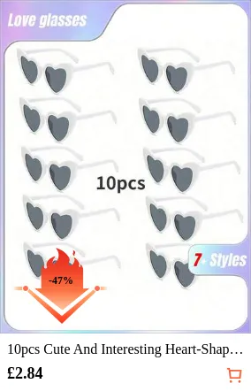 10pcs Cute And Interesting Heart-Shaped Decorative Fashion Glasses For Both Men And Women, Suitable For Wedding Parties, Dance Parties, Etc., In White Color, Christmas