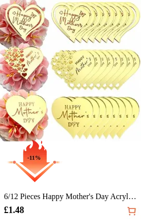 6/12 Pieces Happy Mother's Day Acrylic Sweet Dessert Decoration Cupcake Topper For Mother's Day Birthday Cake Decoration Party Supplier