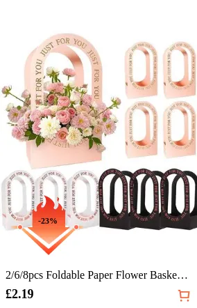 2/6/8pcs Foldable Paper Flower Basket, Handheld Wedding Bouquet Gift Bag, Floral Packaging, Flower Arranging Basket, Wedding Decor Gift, Essential For Birthday Party