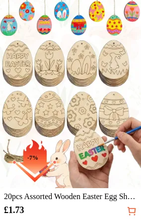 20pcs Assorted Wooden Easter Egg...