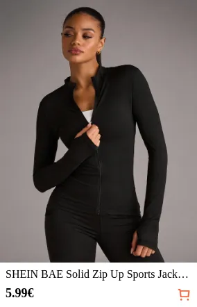 SHEIN BAE Solid Zip Up Sports...