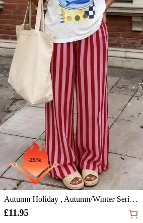 Autumn Holiday , Autumn/Winter Series, Street Style, Versatile, Retro Autumn , Lightweight Pants, Standalone Pants, Holiday , Bohemian Style, Contrast Striped Pattern, Pink Casual Wear, Pocket Drawstring Design, Comfortable Casual, Elegant Romantic, Urban Chic Women's Casual Pants Vacation