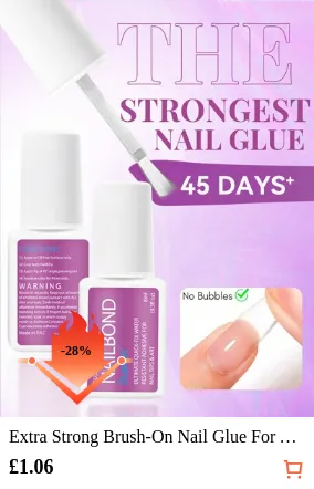 Extra Strong Brush-On Nail Glue For Acrylic Nails, Nail Tips & Press-On Nails (8ml) With File For Glue-On Fake Nails, Fix Broken Nail Repair. Acrylic Nail Glue Nail Bond Nail Glue Gel,Random