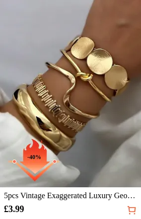 5pcs Vintage Exaggerated Luxury...