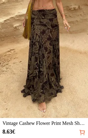 Vintage Cashew Flower Print Mesh...