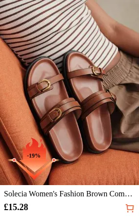 Solecia Women's Fashion Brown Comfortable Flat Beach Sandals For Christmas Summer Shoes