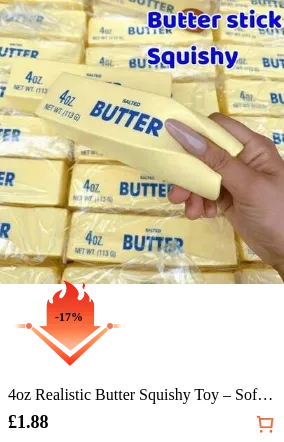 4oz Realistic Butter Squishy Toy - Soft Anti-Stress Fidget Stick For Teens & Adults, Slow-Rising Sensory Stress Relief Toy, Funny Gag Gift For Autism Or Prank