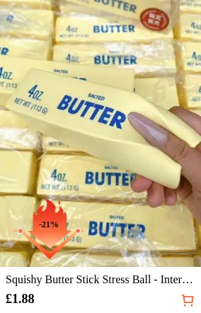 Squishy Butter Stick Stress Ball - Interesting Sensory Toy To Relieve Anxiety And Improve Focus, Therapeutic Stress Relief Fidget Toy, Perfect For Birthday Gifts, Carnival Prizes, Christmas Stocking Stuffers, Mother's Day Gifts, Portable Stress Relief Toy, Adult Soft Squeeze Ball, Office Desk Toy, Party Favors And Holiday Gift Bag Fillers (Random Style Shipped)