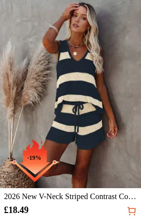 2026 New V-Neck Striped Contrast...