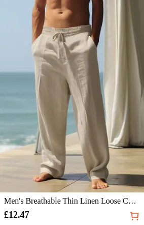 Men s Breathable Thin Linen Loose...