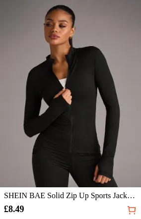 SHEIN BAE Solid Zip Up Sports...