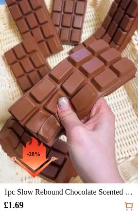 1pc Slow Rebound Chocolate Scented Squeeze Toy - Realistic Food Sensory Stress Relief Toy, Suitable For Adults, TPR Material, Cute Chocolate Collectible, Birthday Party Small Gift And Surprise Gift, Sensory Toy, Stress Relief Toy, Party Favor Filler, Taba Squisy, Travel Toy