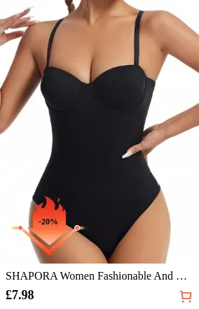 SHAPORA Women Fashionable And Elegant Cup Detail Black Bodysuit