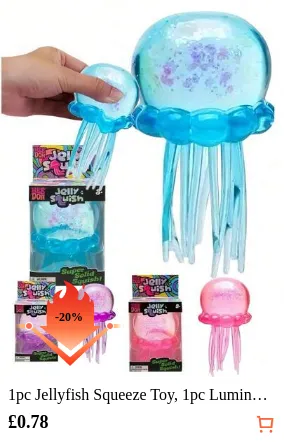 1pc Jellyfish Squeeze Toy, 1pc Luminous Transparent Design With Floating Tentacles, Cute Cartoon Ocean Style, High-Quality Soft & Elastic Durable Jelly-Like Transparent Material, Squishy & Soft Toy, Best Gift For Family & Friends, Super Sturdy, Squeezable, Smooth Texture, Non-Sticky, Moldable, Multiple Colors Available (Pink/Blue/Purple), Sensory Stress Relief Toy (Packaged In A Bag)