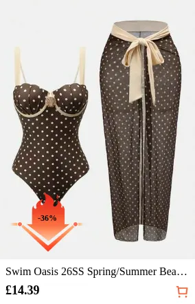 Swim Oasis 26SS Spring/Summer Beach Vacation High-End Elegant Shell Cup Polka Dot Metal Shell Matching Skirt 2 Pieces Swimsuit 2026 New Women's Swimwear ArrivalFor School,Suitable For Holiday, Date, Afternoon Tea, Western, Cruise, Beach, Island, Road Trip, All Seasons, Music Festival, Boho Vacation,Bohemian Vacation, Chill Autumn ,Western Boho ,Elegant Tops For Women Bathing Suits For Women Polka Dot Women's Swimming Costume Polka Dot Bathing Suit Women's Swimsuit Polka Dot Swimwear Brown Polka Dot Bathing Suit Swimsuits For Woman Polka Dot Brown Polka Dot Swimsuit One Piece Swimsuit Pin Up Outfit One Price Bathing Suits For Women Corset Outfits For Women