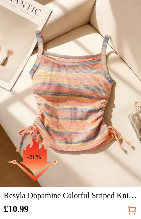 Resyla Dopamine Colorful Striped Knit Camisole Tank Top, Sexy Fitted Crop Top For Summer