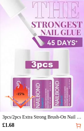 3pcs/2pcs Extra Strong Brush-On Nail Glue For Acrylic Nails, Nail Tips & Press-On Nails (8ml) With File For Glue-On Fake Nails, Fix Broken Nail Repair. Acrylic Nail Glue Nail Bond Nail Glue Gel