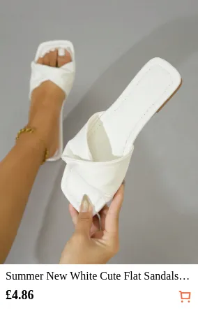 Summer New White Cute Flat Sandals...
