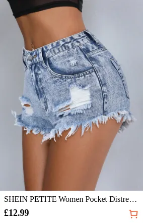 SHEIN PETITE Women Pocket...