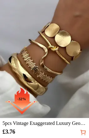 5pcs Vintage Exaggerated Luxury...